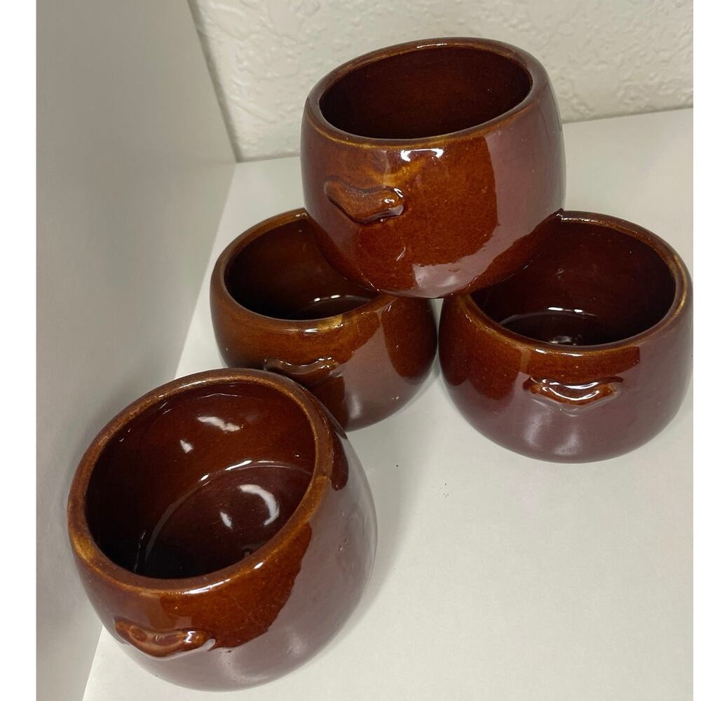 Vintage West Bend Stoneware Bean Bowls, Baked Beans (set of 4)